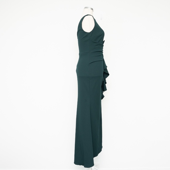 Betsy and Adam Christine Scuba Crepe Ruffled Bow Gown - Picture 5 of 11